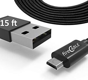 fireCable Super Long (15') Streaming Stick USB Cable, Replacement Adapter for Streaming TV Sticks (Eliminates Extension Cords)