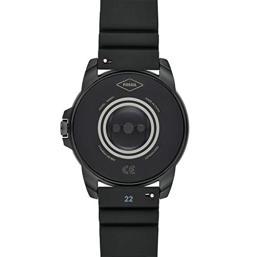 Fossil 44mm Gen 5E Stainless Steel and Silicone Touchscreen Smart Watch with Heart Rate, Color: Black (Model: FTW4047)