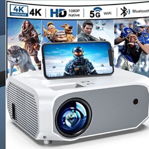 Projector with WiFi and Bluetooth, Projector, 5G WiFi Native 1080P 9500L 4K Supported, Outdoor Portable Projector with Screen, Home Theater Projector for HDMI/USB/PC/TV Box/iOS & Android Phone