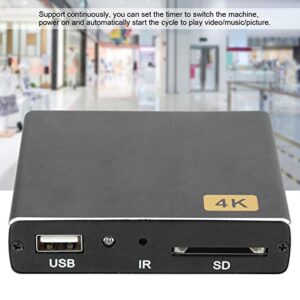 4K Media Player, 1080p Full HD USB Media Player HDMI Media Player Support Horizontal Vertical Screen Autocycle Advisement Player with Remote Control(US)