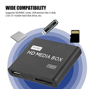 Mugast Multi Media Player,Mini FHD 1080P AV/YPrPb/HDMI/FAT16/FAT32/NTFS Stereo Multimedia Player for PAL/NTSC TV,Support SD/MMC Cards USB Devices 2.5in 1T Mobile Hard Disk Drive