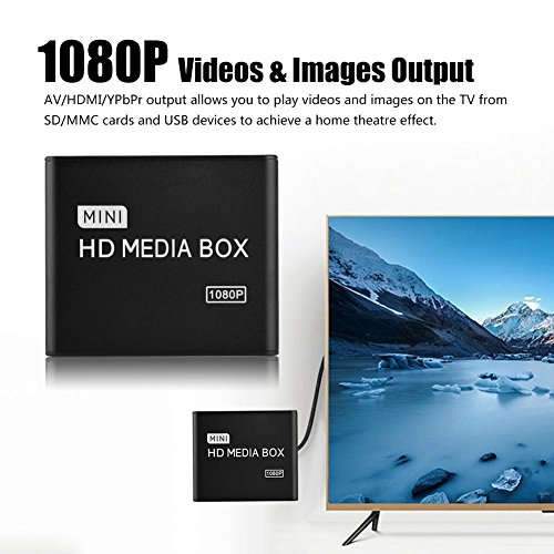 Mugast Multi Media Player,Mini FHD 1080P AV/YPrPb/HDMI/FAT16/FAT32/NTFS Stereo Multimedia Player for PAL/NTSC TV,Support SD/MMC Cards USB Devices 2.5in 1T Mobile Hard Disk Drive