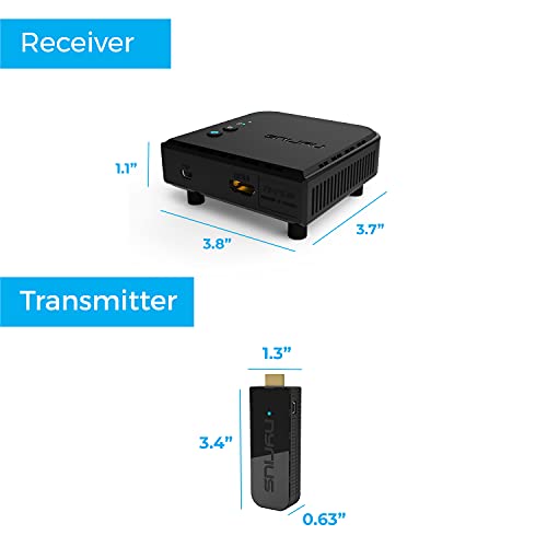 Nyrius Aries Pro+ Wireless HDMI Video Transmitter & Receiver to Stream 1080p Video up to 165' from Laptop PC Cable Box Game Console DSLR Camera to a TV Projector or Screen with USB C to HDMI Adapter