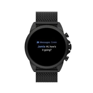 Fossil Unisex Gen 6 44mm Stainless Steel Mesh Touchscreen Smart Watch, Color: Black (Model: FTW4066V)