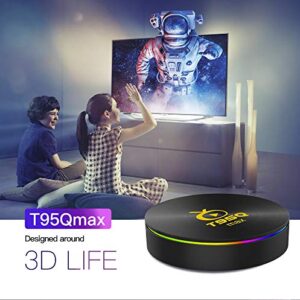 Android 9.0 TV Box T95Q Amlogic S905X3 with 4GB Ram 64GB Rom 4K Ultra HD H.265 Dual Band WiFi Bluetooth 4.0 Media Box 2.4/5Ghz WiFi 100M Lan