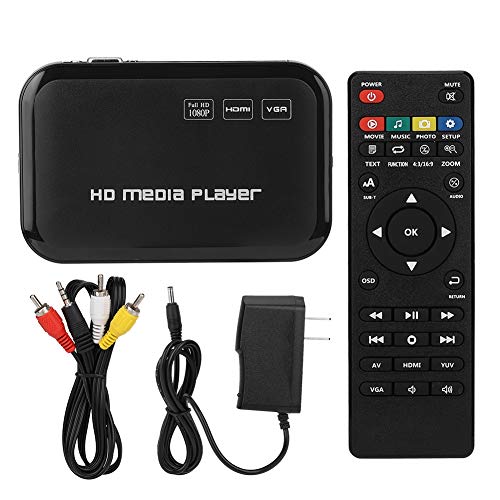 HDMI Video Player,Mini 1080P HDMI Video Player VGA AV Video Media Player TV Box HD Video Player 100-240V for Car(US)