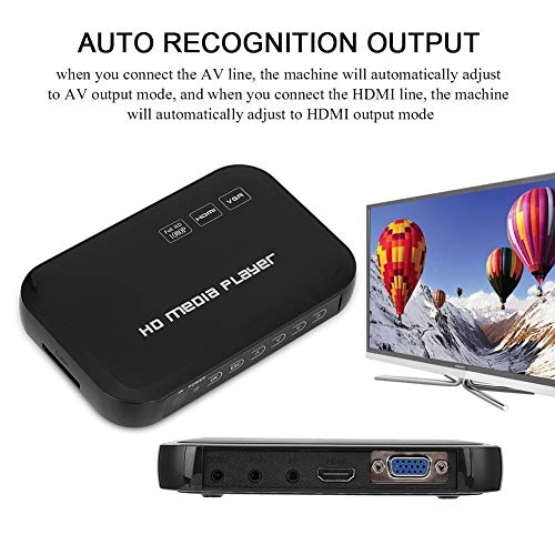 HDMI Video Player,Mini 1080P HDMI Video Player VGA AV Video Media Player TV Box HD Video Player 100-240V for Car(US)