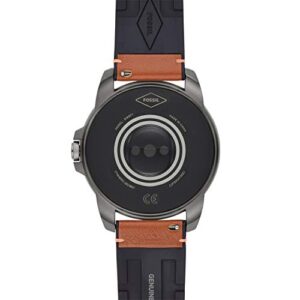 Fossil 44mm Gen 5E Stainless Steel and Leather Touchscreen Smart Watch, Color: Smoke, Brown (Model: FTW4055V)