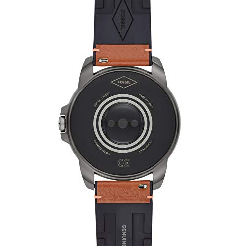 Fossil 44mm Gen 5E Stainless Steel and Leather Touchscreen Smart Watch, Color: Smoke, Brown (Model: FTW4055V)