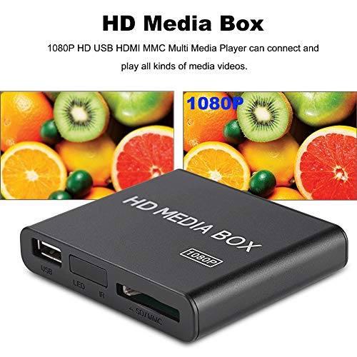 Full HD Mini Box Media Player 1080P HDMI Media Player Box Support USB MMC RMVB MP3 AVI MKV Portable Digital Player Support USB Drive, Mobile Hard Drive, SD Card(US)