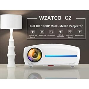QFWCJ Full HD LED Projector with 4D Digital Keystone 6800 Lumens Home Theater Portable Projector LED Projector (Color : C2 Black, Size : 320 * 240 * 130mm)