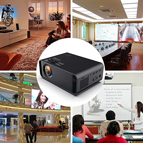 ASHATA Video Projecto,Mini Portable LED 4K 1080P Smart Projector ,HD LED 3D Video Projector HDMI USB VGA AV Home Theater Projector 480P Standard Version 110-240V (Black )