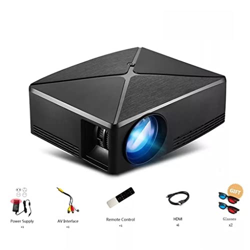 DROOS LED Mini Projector WiFi Portable USB VGA AV HDMI Home Theater Projector (Color : C80UP-Black, Size : 19 x 16 x 7 cm) (C80 bl(projectors)