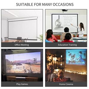 Aoxun Motorized Projector Screen Pull Down with Remote Control 120 inch Electric 4:3 Projection Screen,Video Projection Screens-White