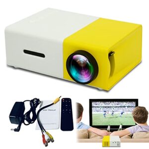 led home hd mini portable micro projector projector, mini projector, new yg300 portable projector full hd1080p multi interface home entertainment tv movie projector with hdmi/usb kids gifts (yellow)