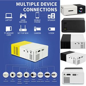 LED Home HD Mini Portable Micro Projector Projector, Mini Projector, New YG300 Portable Projector Full HD1080P Multi Interface Home Entertainment TV Movie Projector with HDMI/USB Kids Gifts (Yellow)