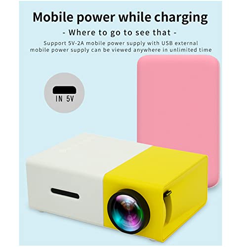 LED Home HD Mini Portable Micro Projector Projector, Mini Projector, New YG300 Portable Projector Full HD1080P Multi Interface Home Entertainment TV Movie Projector with HDMI/USB Kids Gifts (Yellow)