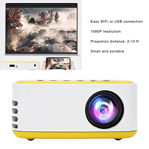 Cryfokt Wireless WiFi Mini Video Projector, 1080P HD Projector 110inch Portable Outdoor Movie Projector with Speaker 20000 Hours Led Projector Support Smartphone U Disk Mobile Hard Disk(#2)