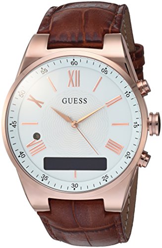 GUESS Men's Stainless Steel Connect Smart Watch - Amazon Alexa, iOS and Android Compatible, Color: Brown (Model: C0002MB4)