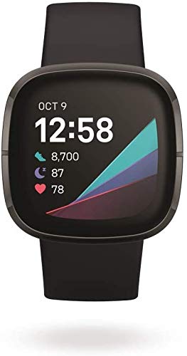 Fitbit Sense Health & Fitness Smartwatch W/ GPS, Bluetooth Call/Text, Heart Rate SpO2, ECG, Skin Temperature & Stress Sensing (S & L Bands, 90 Day Premium Included) International Version (Graphite)