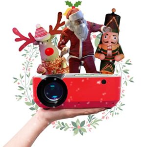 aaxa cp3 holiday projector for festive holiday windows, hd 1080p support led portable projector with 5 onboard hallowfx christmas holiday effects, built-in speaker
