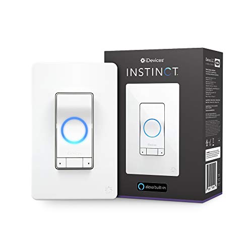 iDevices IDEV0022 Instinct Switch, Wi-Fi Enabled Smart Wall Switch with Amazon Alexa Built-In, Supports Motion Sensing Routines, Single Pole, 120VAC, White