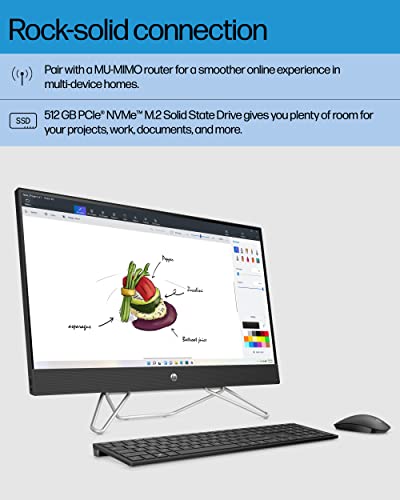 HP All-in-One Bundle PC, 27" Full HD Micro-Edge Touchscreen Display, 12thGeneration Intel Core i5 Processor, Intel Iris Xe Graphics, 12 GB SDRAM, 512 GB SSD, Windows11 Home OS, Wi-Fi (27-cb1170, 2022)