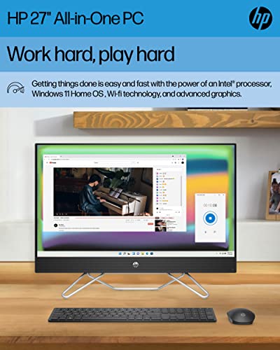 HP All-in-One Bundle PC, 27" Full HD Micro-Edge Touchscreen Display, 12thGeneration Intel Core i5 Processor, Intel Iris Xe Graphics, 12 GB SDRAM, 512 GB SSD, Windows11 Home OS, Wi-Fi (27-cb1170, 2022)