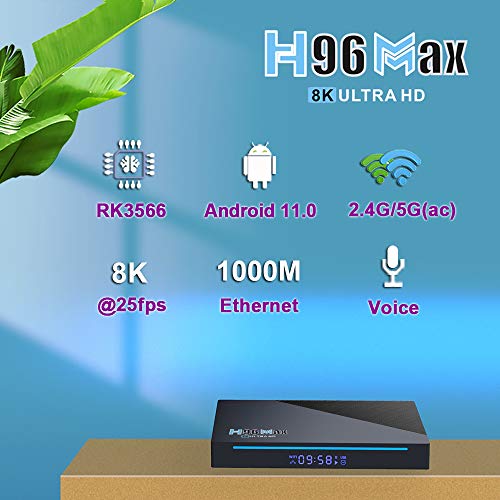 Doole H96 MAX RK3566 Smart TV Box Android 11.0 8K Media Player with BT Voice Control Set top Box (8G 128G)