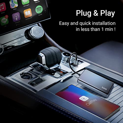 TUNAI Dragonfly Wireless CarPlay Adapter for Apple iPhone, Car Play Dongle for Factory OEM Wired CarPlay Cars, Bluetooth Magic Box Plug & Play, Auto Reconnect, Online Update, USB A &Type C Compatible