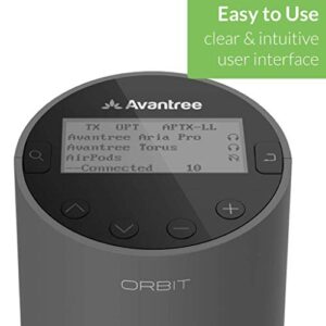 Avantree Orbit & Torus, New Bluetooth 5.0 Audio TV Wireless Transmitter w/LCD Display and Wearable Wireless Speaker with Retractable Earbuds aptX HD 3D Surround Stereo for TV