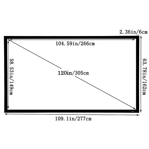 ShowMaven 100in /120in Fixed Frame Projector Screen, Diagonal 16:9, Active 3D 4K Ultra HD Projector Screen for Home Theater or Office (120inch)