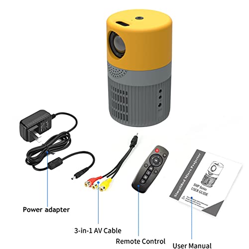 Portable Mini Movie Projector, HD Home Theater Projector Built-in Speaker Compatible with HDMI, USB, Laptop, Computer Small Projectors for Bedroom Outdoor Video Projector (Yellow)