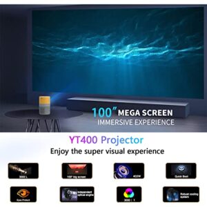 Portable Mini Movie Projector, HD Home Theater Projector Built-in Speaker Compatible with HDMI, USB, Laptop, Computer Small Projectors for Bedroom Outdoor Video Projector (Yellow)