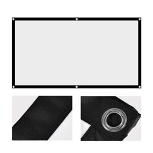 16:9 White Projection Screen, 60 to 120 Inch Portable Foldable Non Crease Projector Curtain, Front/Back Projection for Outdoor Camping Movie, Open air Cinema, Home Theater(60 Ins)