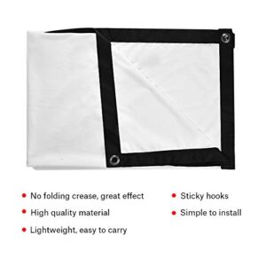 16:9 White Projection Screen, 60 to 120 Inch Portable Foldable Non Crease Projector Curtain, Front/Back Projection for Outdoor Camping Movie, Open air Cinema, Home Theater(60 Ins)