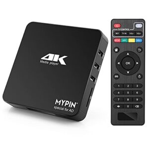 4K@60hz MP4 Media Player with Power Supply, 8TB HDD/ 256G USB Drive/SD Card with HDMI/AV Out for HDTV/PPT MKV AVI MP4 H.265-Support Advertising Subtitles/Timing, Networkable, Mouse&Keyboard Control