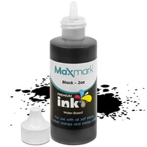 maxmark premium refill ink for self inking stamps and stamp pads, black color – 2 oz.