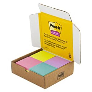 Post-it Super Sticky Notes, 3x3 in, 24 Pads/Pack, 70 Sheets/Pad, Amazon Exclusive Bright Color Collection, Aqua Splash, Acid Lime, Tropical Pink and Iris Infusion