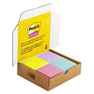 Post-it Super Sticky Notes, 3x3 in, 24 Pads/Pack, 70 Sheets/Pad, Amazon Exclusive Bright Color Collection, Aqua Splash, Acid Lime, Tropical Pink and Iris Infusion