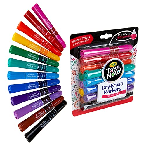 Crayola Low Odor Dry Erase Markers for Kids & Adults, Chisel Tip, Back To School Supplies, 12 Count