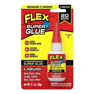 flex super glue liquid, clear, 20 gram bottle, (pack of 1)