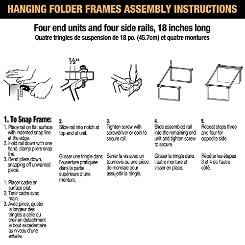 Officemate Hanging File Frame, Letter Size, Adjustable 14 to 18-Inches, 2 Count (Pack of 1)