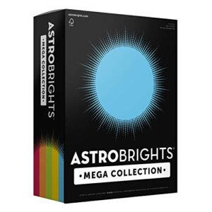 astrobrights mega collection, colored cardstock,”classic” 5-color assortment, 320 sheets, 65 lb/176 gsm, 8.5″ x 11″ – more sheets! (91630)