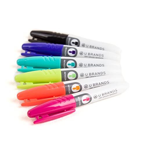 U Brands Low Odor Mini Dry Erase Markers, Medium Point, Assorted Colors, 6-Count