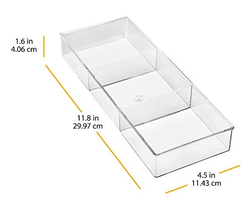 Whitmor 3 Section Small Easy Clean Clear Plastic Resin Drawer Organizer