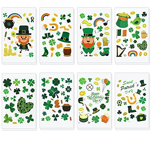 16 Sheets St.Patrick's Day Stickers for Kids, Shamrock Stickers for Envelopes Cards Craft Scrapbooking Decorative, St Patricks Day Parties Favors Decorations Gift Supplies for Toddlers and Adults