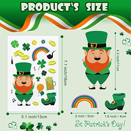 16 Sheets St.Patrick's Day Stickers for Kids, Shamrock Stickers for Envelopes Cards Craft Scrapbooking Decorative, St Patricks Day Parties Favors Decorations Gift Supplies for Toddlers and Adults