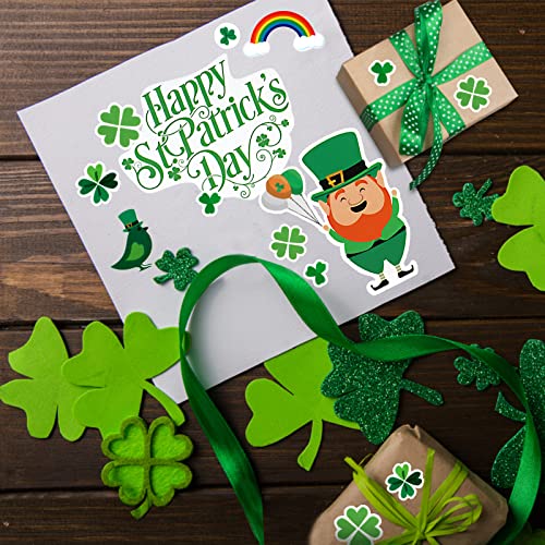 16 Sheets St.Patrick's Day Stickers for Kids, Shamrock Stickers for Envelopes Cards Craft Scrapbooking Decorative, St Patricks Day Parties Favors Decorations Gift Supplies for Toddlers and Adults