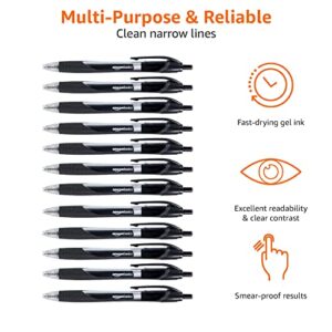 Amazon Basics Retractable Gel Ink Pens - Fine Point Pen, Black, 12-Pack